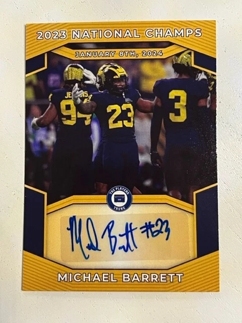 MICHAEL BARRETT Players Trunk Michigan 2023 National Champions AUTO Autograph
