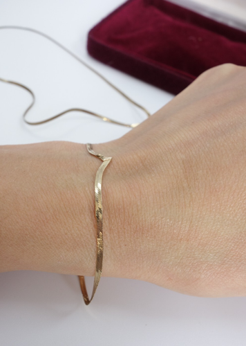 Vintage AC 9ct Gold Necklace & Bracelet Set - V Design - Herringbone Chain 2.52g - Picture 9 of 24