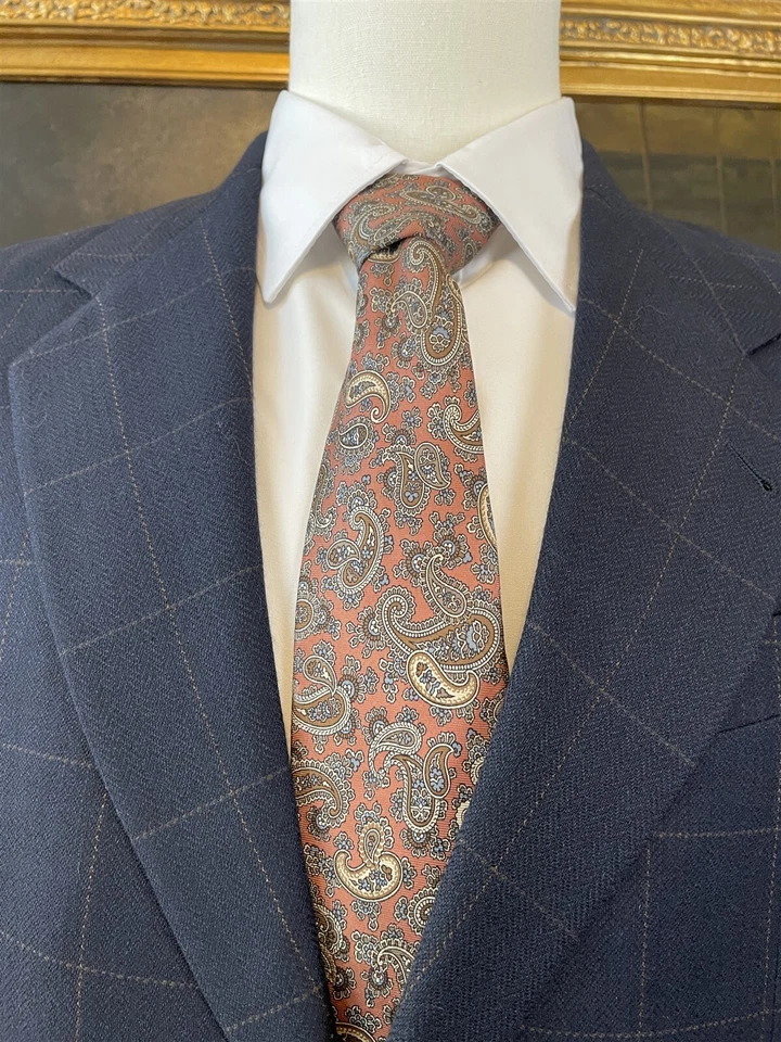 Blazer Saks Fifth Avenue 38S Lana Cachemira Azul Oscuro Espiga Ventana 2Btn Foto 4 de 4