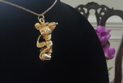 Vintage Colibri 3-d New Disney Mickey Mouse gold plated necklace USA - Picture 2 of 4