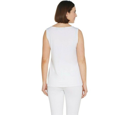 Dennis Basso Printed Chiffon Long-Sleeve Tunic with Tank- Neutral Beige, XS - Picture 2 of 6