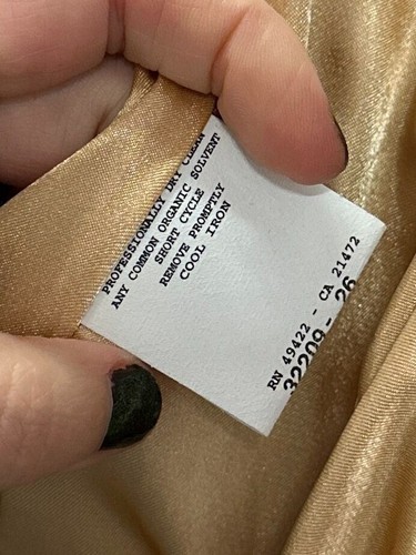 Vtg 90s Y2k Gunne Sax Prom Dress Liquid Gold Satin Ruched 1 Strappy Cross Back - Picture 9 of 9