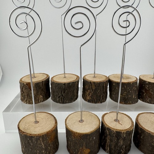 10 Rustic Table Number Holders Real Wood Base Wedding Table Number Stands Party - Picture 3 of 13