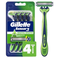 Sensor3 Sensitive Men'S Disposable Razor, 4 Razors