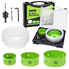 LifeIdeas Hole Saw Kit with Dust Bowl, 9pcs Bi-Metal Hole Saw Set, 3, 4, 4-1/...
