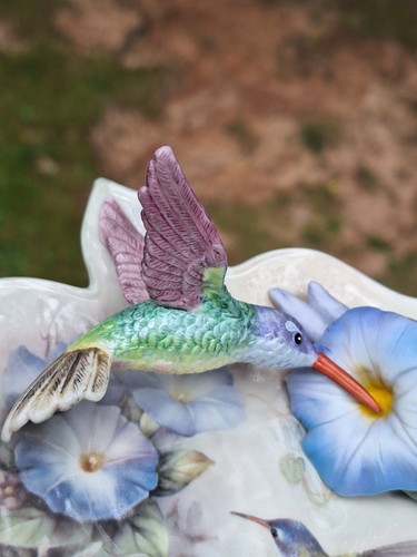 Lena Liu Glorious Daybreak Porcelain Hummingbird Morning Glory 2003 A1672 - Picture 2 of 10