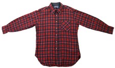 Vintage 70s PENDLETON USA Men  s Small Red Plaid Wool Button Up Lodge Shirt