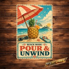 Tropical Beach Retro Tin Sign Vintage Summer Coastal Metal Wall Art 8x12