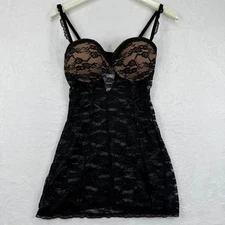 Adore Me Black Lace Babydoll Chemise Teddy Lingerie Women's Size L