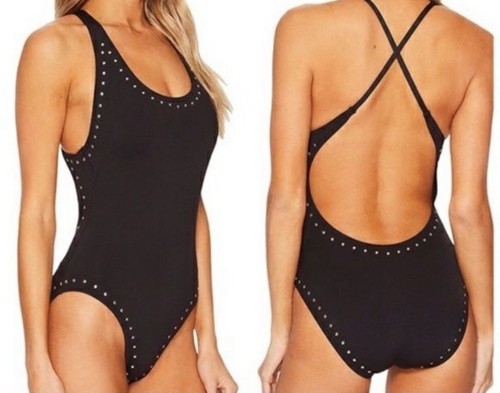 Michael Kors One Piece Olive Green Studded Swimsuit Size 6