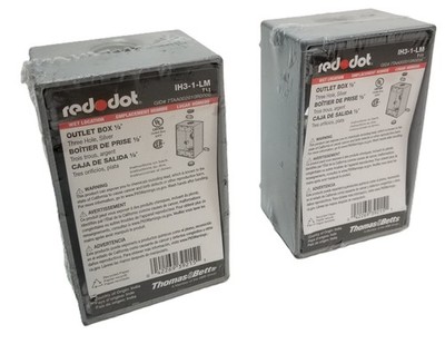 2 RedDot IH3-1-LM 1-Gang Weatherproof 1/2'' Three Hole Outlet Box Gray NEW