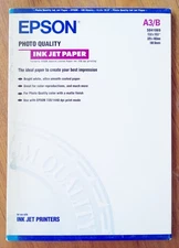 EPSON Photo Quality Ink Jet Paper, A3/B, 13” x 19”,  100 Sheets, S041069