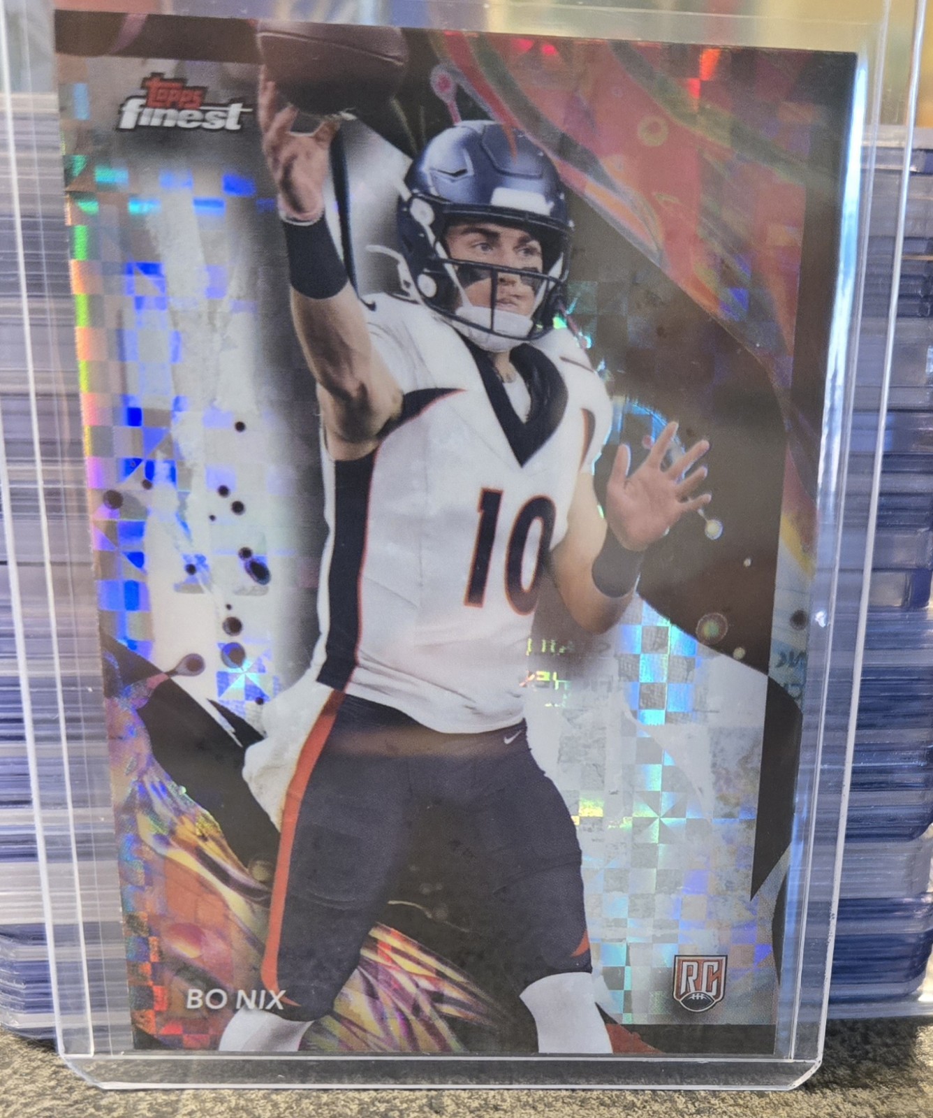2024 Topps Finest Uncommon Bo Nix #163 Checkerboard Refractor RC Broncos QB