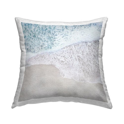 Beach Foam on Shore Outdoor Printed Pillow, 18 x 18, Beige