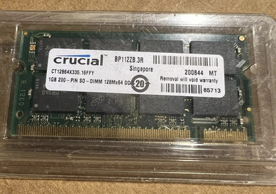 Crucial CT12864X335.16FFY 1GB PC2700 DDR-333MHz laptop SODIMM CL2.5 128Mx64