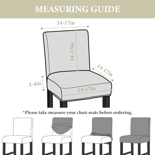 Bar Stool Covers Set of Waterproof Barstool Seat Covers Stretch 4 Light Grey - Picture 3 of 6