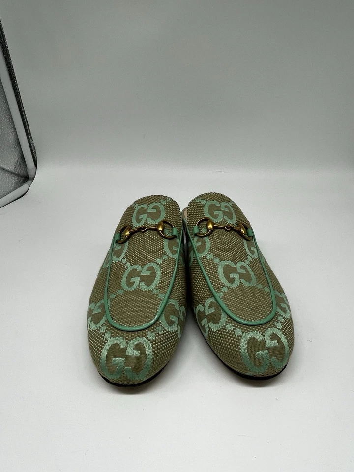 Mules Gucci verde y beige talla 37,5