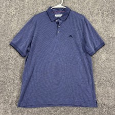 Tommy Bahama Shirt Mens Large Blue Short Sleeve Polo Island Zone Logo Preppy