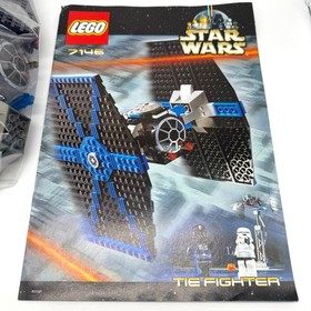 Vintage Lego Star Wars Tie Fighter 7146 Complete with Minifigures & Manual 2001