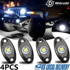 4 Pods White LED Rock Light Underbody Trail Glow Lamp Offroad SUV Pickup Truck