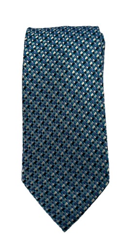 VTG. COUNTESS MARA Rich Blue White Geometric Checker Board Pattern 3-1/2"x 60" - Imagen 3 de 10
