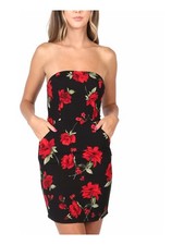 B DARLIN Womens Body Con Short Dress Black Stretch Strapless Evening Juniors 12