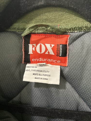 Fox Outdoor Vest Mens L Green Camo Full Zip Quilted Urban Utility Endurance - Picture 2 of 6