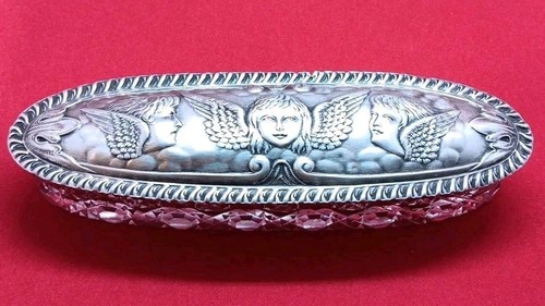 Henry Matthews 1913c Antik Sterlingsilber Deckel mit Glas Waschtisch Schmuckschatulle - Bild 18 von 21