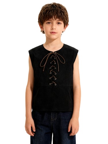 Kids Boys Waistcoat Recital Tank Tops Show Vest Rodeo Top Renaissance Blouse - Picture 34 of 49