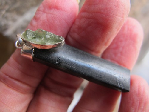 Moldavite Tourmaline Crystal Pendant Natural 925 Czech talisman Healing point - Picture 19 of 22