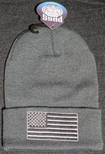 PUGS Beanie Knit Hat American Flag Patch Military Tactical Cuffed Skull Cap NWT