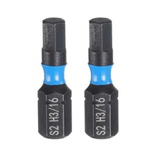 2pcs H3/16 SAE Magnetic Hex Screwdriver Bit 1/4" Hex Shank Industrial Bits