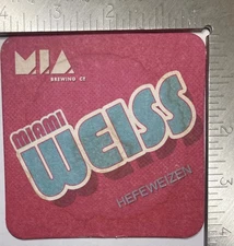 MIAMI WEISS MIAMI BREWING  4 INCH ROUND BEER COASTER