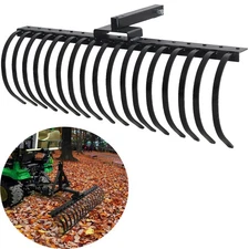 49" Tow-Behind Lawn Tractor Rake w/ 18 Steel Teeth for ATV/UTV 3-Point Connector