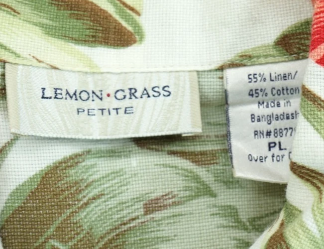 Camisa feminina grama limão floral havaiana aloha botão para cima manga curta pequena G - Imagem 4 de 4