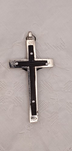 Antiguo Colgante Cruz Pectoral Monja Sacerdote Monja Tono Plata Metal 1900 Italia - Imagen 2 de 17