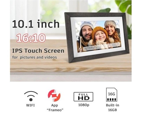 Elegant 10.1 Inch Wood Digital Frame with Touchscreen & Auto-Rotate Feature - Picture 7 of 9