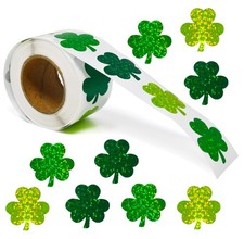 500 Pack St. Patrick  s Day Shamrock Stickers Roll   3.8cm Green Clover Stickers