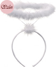 White Angel Halo Headband Feathered Halo Costume Accessory for Adults