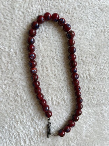 Vintage Venetian Millefiori Beads Necklace, Red, 1980s African Trade Jewelry - Picture 6 of 6