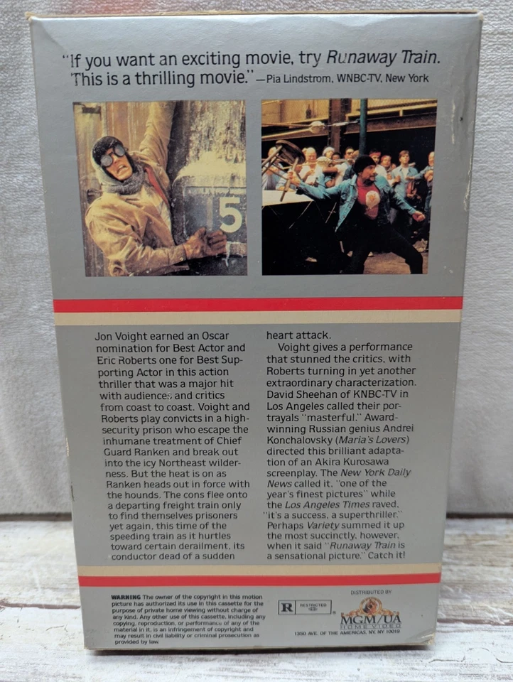 Runaway Train 1985 VHS Tested Eric Roberts Rebecca DeMornay Big Box Cannon MGM - Image 2 of 4