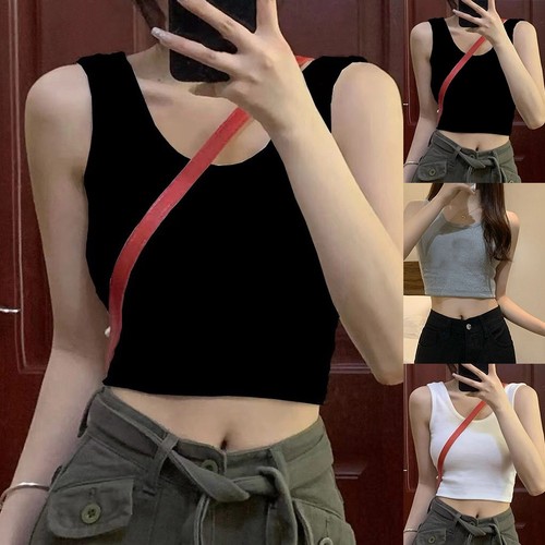 Women Summer Solid Color Slim Fit Sleeveless Tank Tops for Everyday Use - Picture 1 of 14