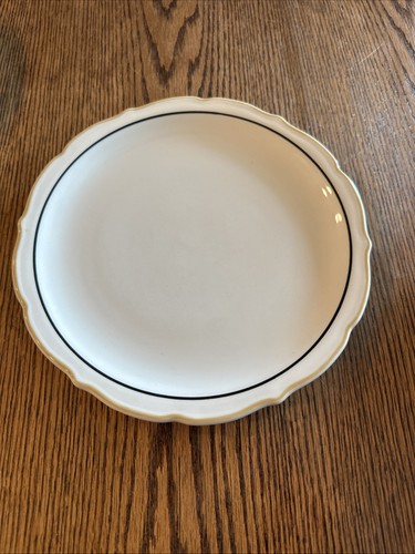 Syracuse China Scalloped Luncheon Plates White Black Gold Set Of 6 - Picture 6 of 16