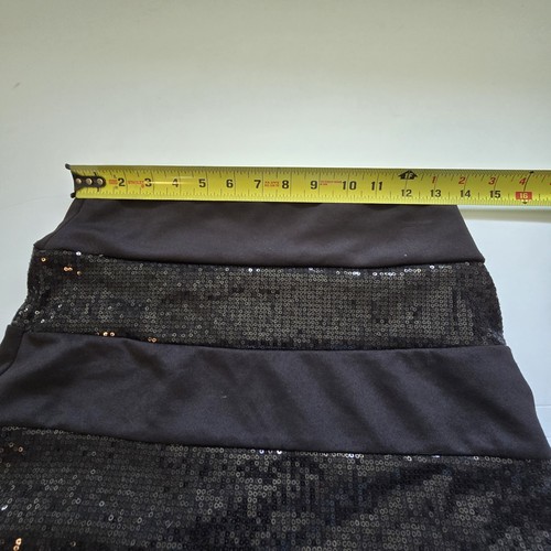Vtg Agaci Sparkle Mini Skirt Womens SM Black Sequins Bodycon Clubwear Grunge - Picture 4 of 8