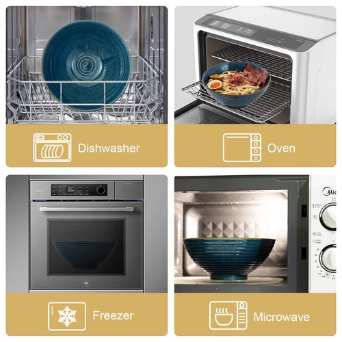 8 Inch Ceramic Ramen Bowl Set of 2, 40oz Japanese Bowls with Spoons & Chopsti... - Picture 4 of 9