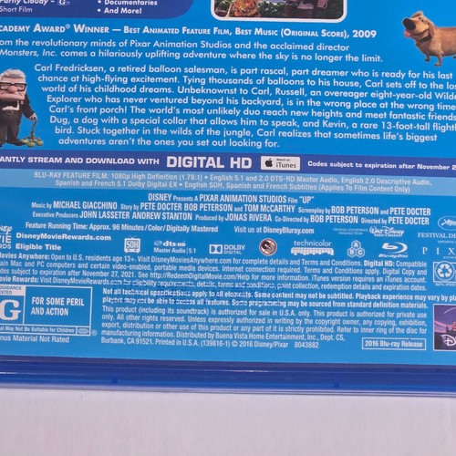 Disney Pixar UP Blu Ray 2016 Ed Asner - Picture 4 of 5