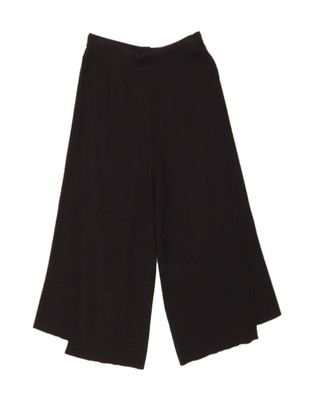 ZARA Damen High Waist Wide Leg Capri Hose Small W30 L21 Schwarz Viskose BD02