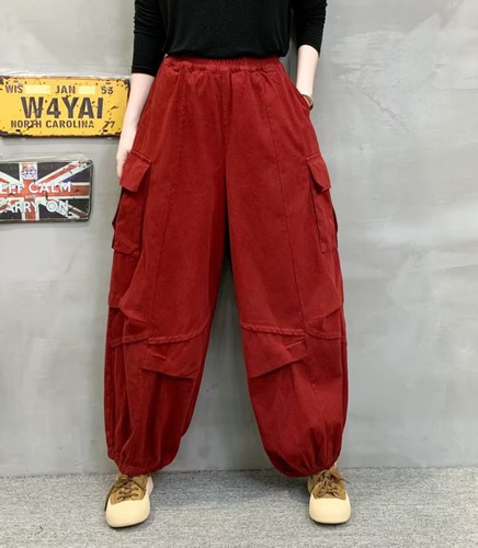 Freizeithose modisch mehrere Taschen einfarbig große Größen lockere Hose Damen - Bild 6 von 20