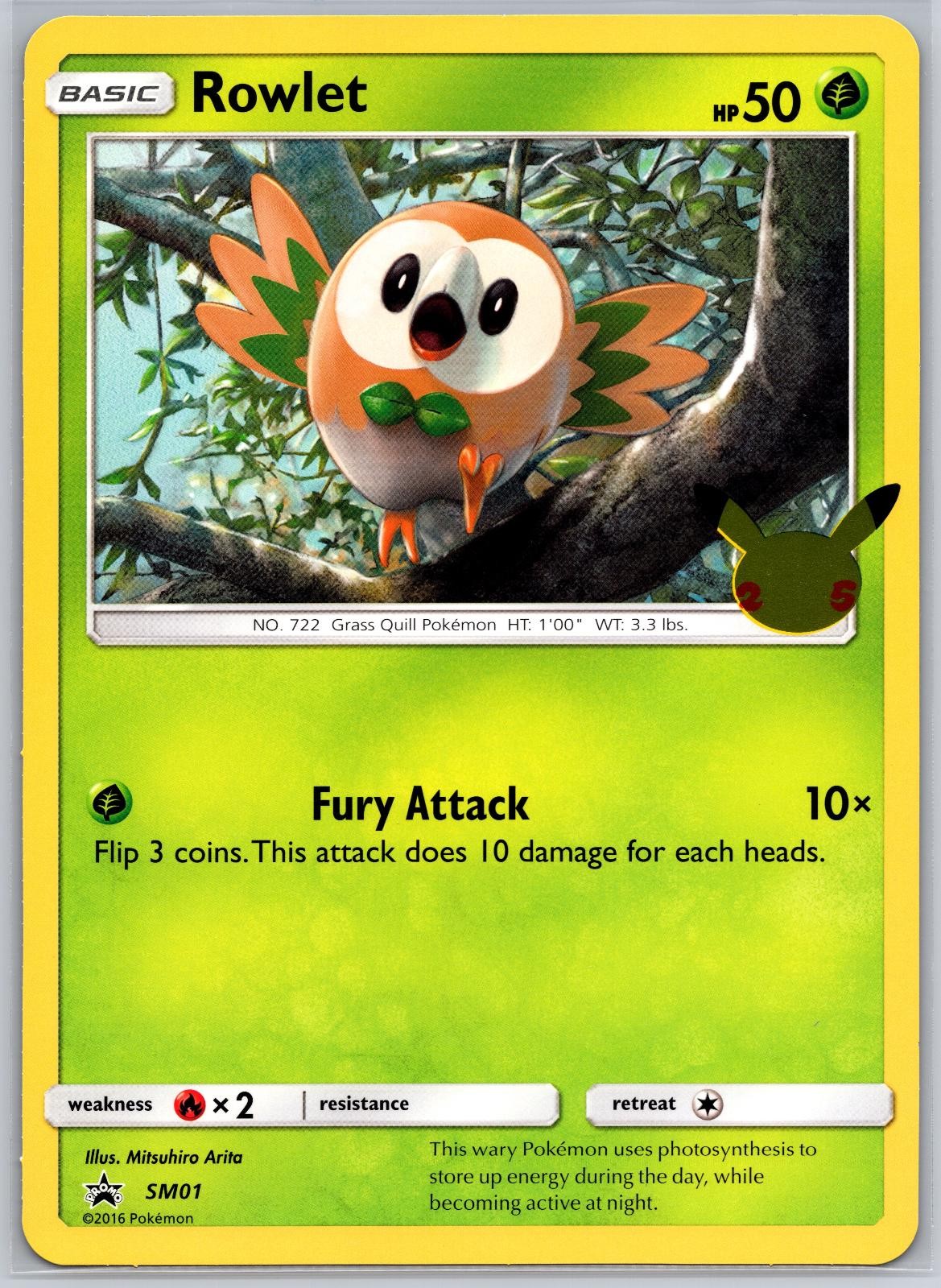 Rowlet SM01 JUMBO Promo First Partner Pack Pokemon TCG Lightly Played