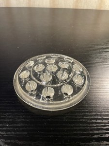 Vintage Antique Flower Frog Clear Glass 16 Holes Heavy Elegant Arranging